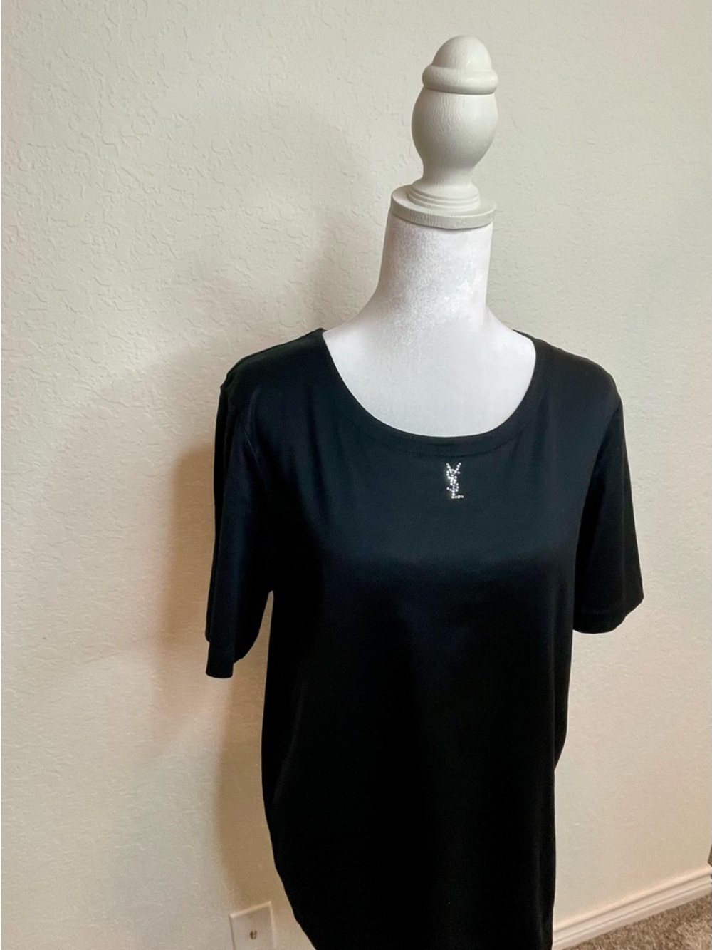 YSL Black Rhinestone Logo Top - Picture 4 of 15